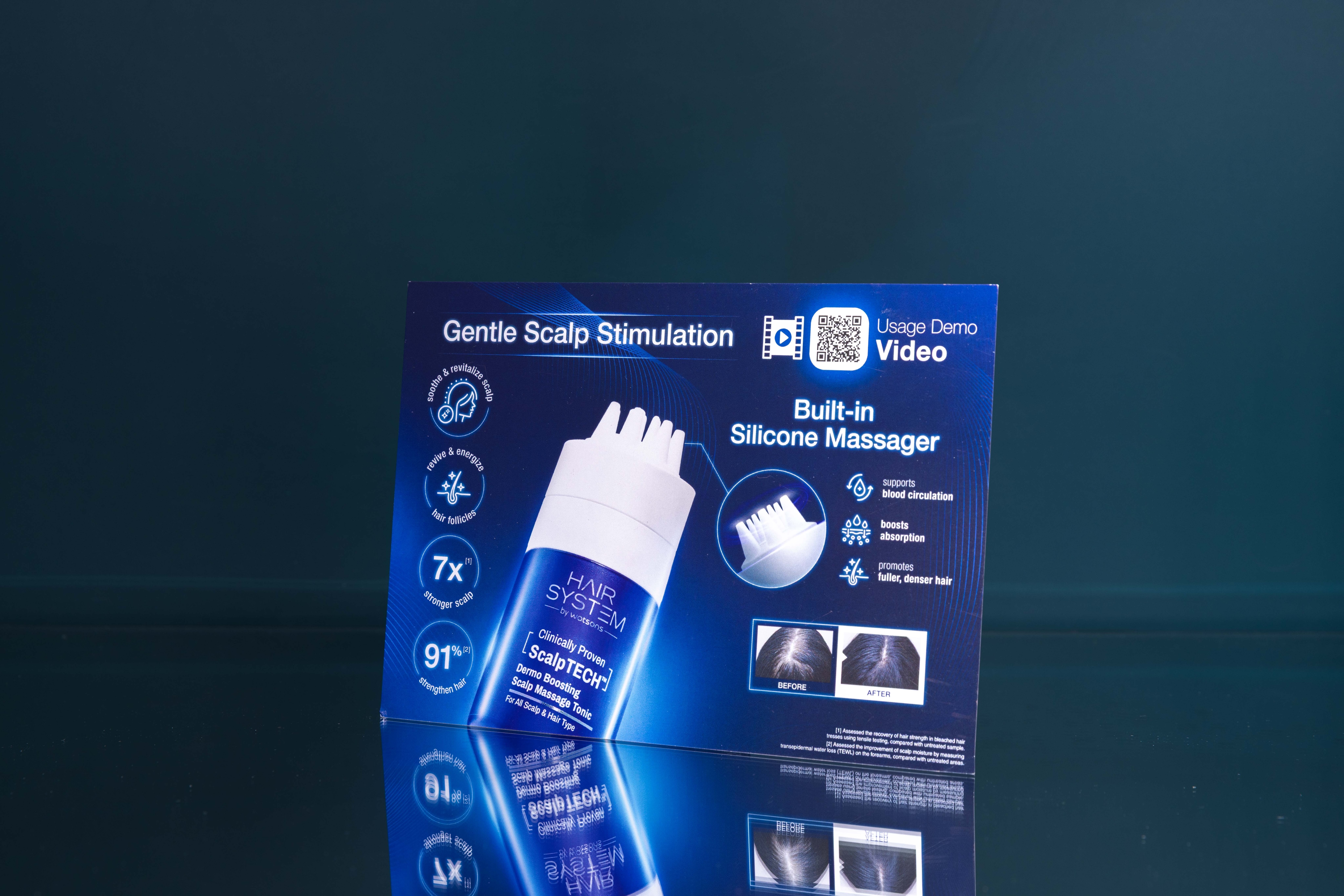 第四步：Hair System by Watsons ScalpTECH Dermo 頭皮按摩養髮液--內建按摩器