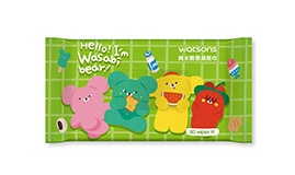 【Watsons】屈臣氏純水無香濕紙巾80抽-綠(WASABI BEAR)